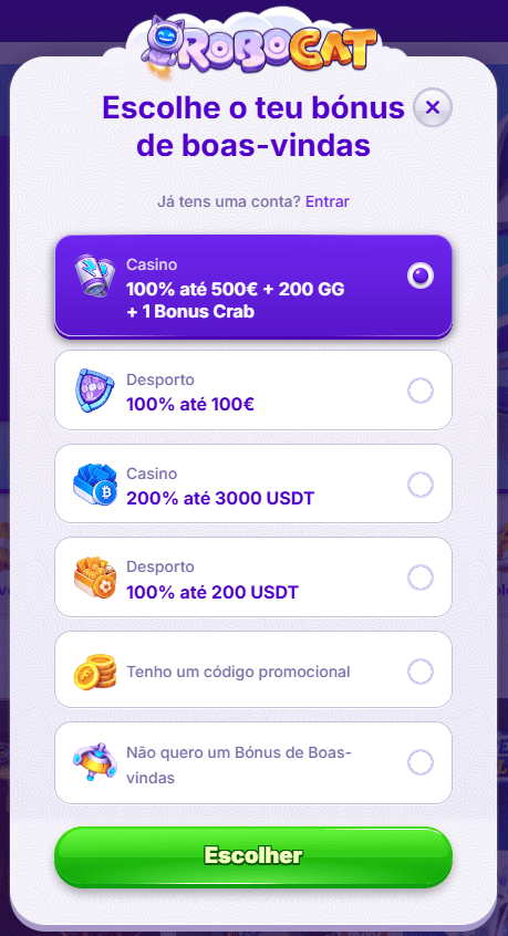 REGISTRO Robocat casino